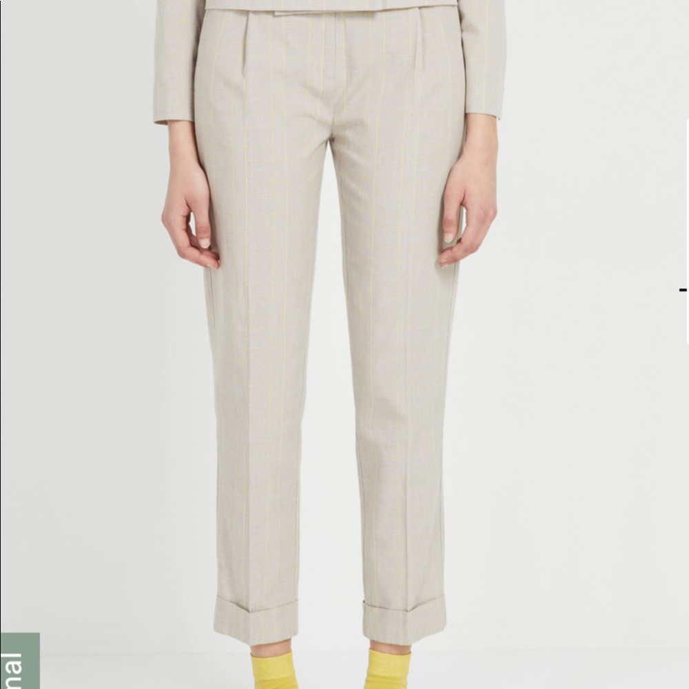 Frank & Oak pleated plaid slacks